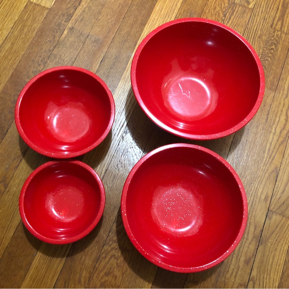*Vintage* 4 Piece ZAK! Designs Nesting Mixing Bowl Set in Red Glitter